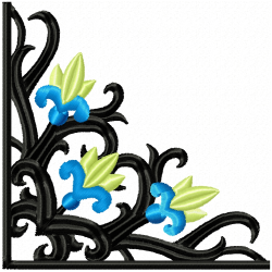 Floral Filigree Corners Embroidery Design 7